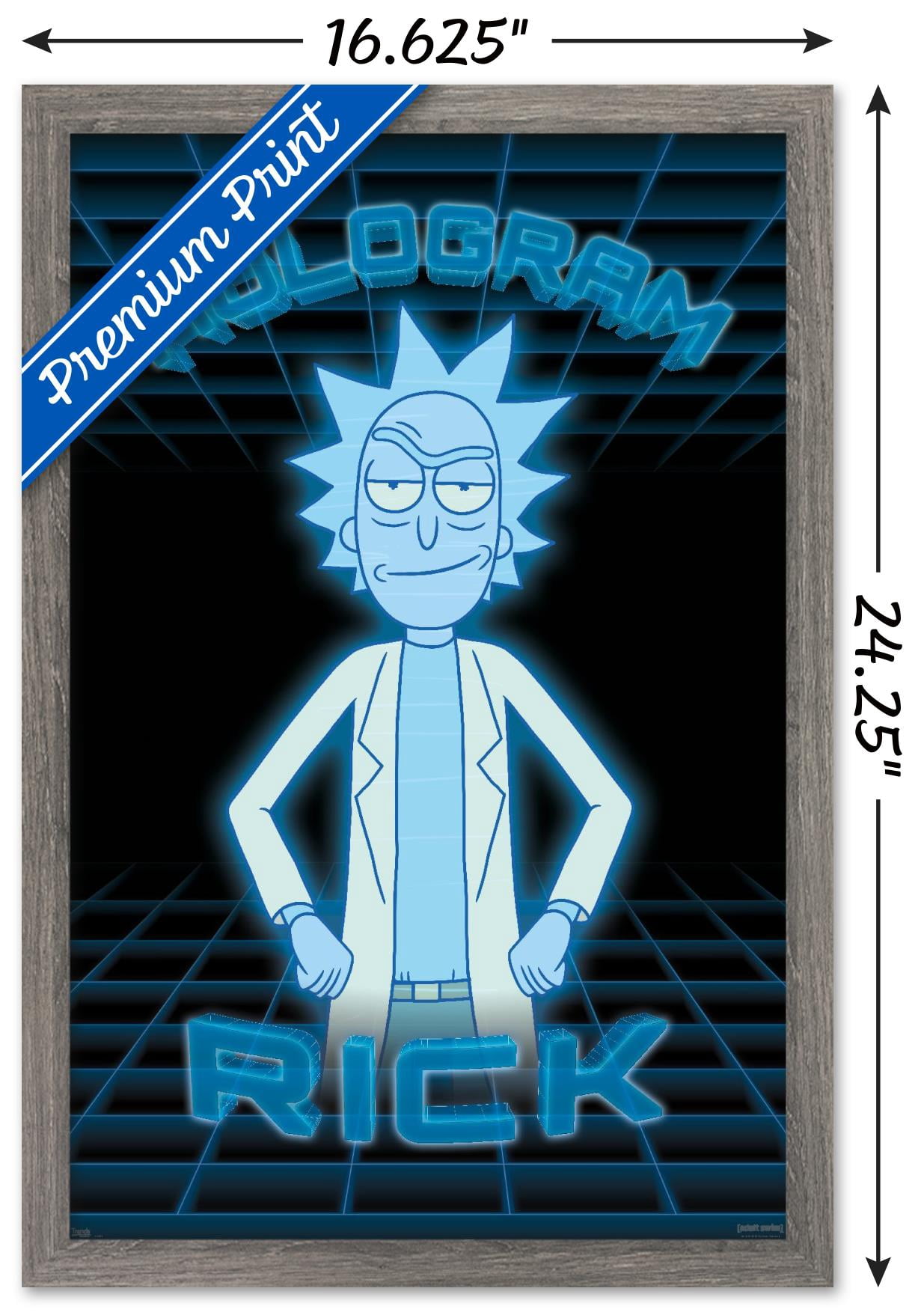 Rick And Morty - Hologram Rick Wall Poster, 14.725" x 22.375" Framed