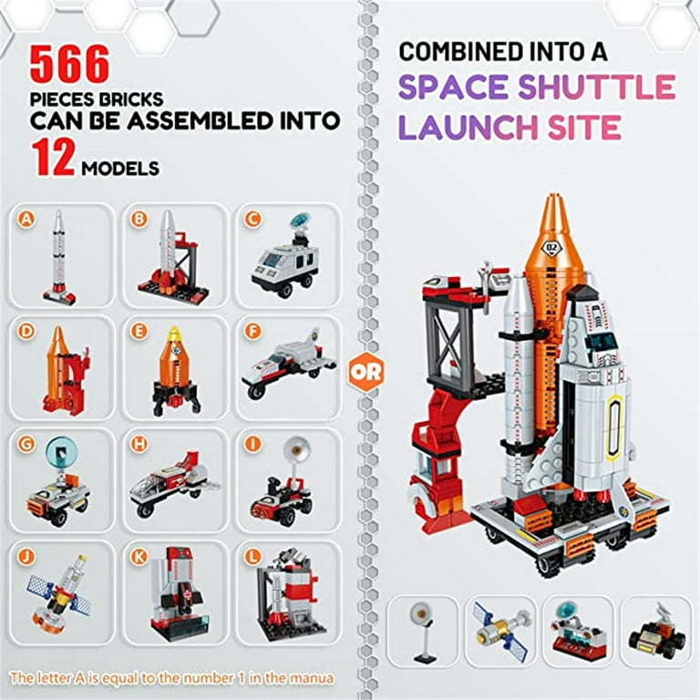 Space Toys - Space Exploration Shuttle Toys for Boys Girls Kids City Rocket  Launch Center Building Kit 12 in 1 STEM Aerospace City Space Toy w/ Rocket 