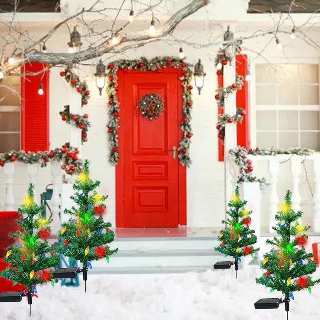 Luces de árbol de Navidad para exteriores, luces de estaca para jardín, luces de Navidad solares para exteriores, luces de Navidad para exteriores, jardín, patio, porche delantero de casa