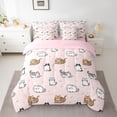 thumbnail image 2 of Homewish Cartoon Cats Twin Bedding Sets 7-Piece for Kids Teens,Kawaii Animal Bedding Comforter Set Microfiber,Dreamy Princess Breathable Sheet Sets,Super Cozy Room Decor,Reversible, 2 of 8