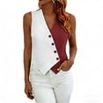 thumbnail image 2 of gbyLJF Womens Summer Vest Tops V Neck Button Up Sleeveless Blazers Casual Waistcoat Business Slim Fitted Blazer vest, 2 of 7