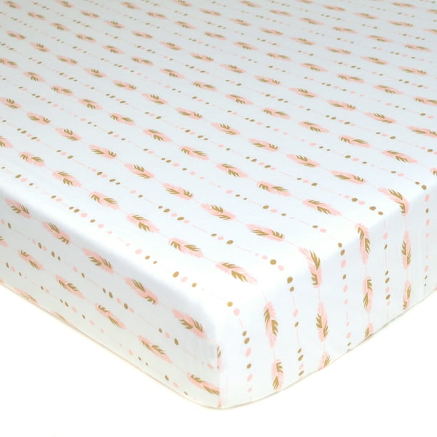 American Baby Co. Cotton Jersey Knit Fitted Crib Sheet, Pink/Gold