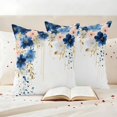 thumbnail image 3 of Spring Flowers Pillow Covers 2 Pack Vintage Watercolor Pink Blue Floral Gold Leaf Pillowcase Waterproof Outdoor Throw Pillow Cover for Patio Garden Square Cushion 20”x20”, 3 of 9