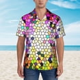 thumbnail image 5 of Uemuo Colorful Tie Dye Stained Glass 3 Printed Regular Fit Short Sleeve Casual Hawaiian Shirt for Men,Aloha shirt,Tropical shirt,Floral print shirt,Vacation Beach shirt-Medium, 5 of 9