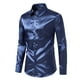 thumbnail image 3 of Camisas s Para Hombre Interior Camisa de manga larga de satén liso de tendencia de moda para hombre (Navy, XXL), 3 of 4