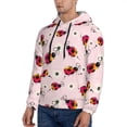 thumbnail image 3 of Pofeuu Ladybugs And Flower Print Mens Casual Hooded Collar Drawstring Hoodies Pullover Sweatshirts Casual Long Sleeve Shirts-Medium, 3 of 7