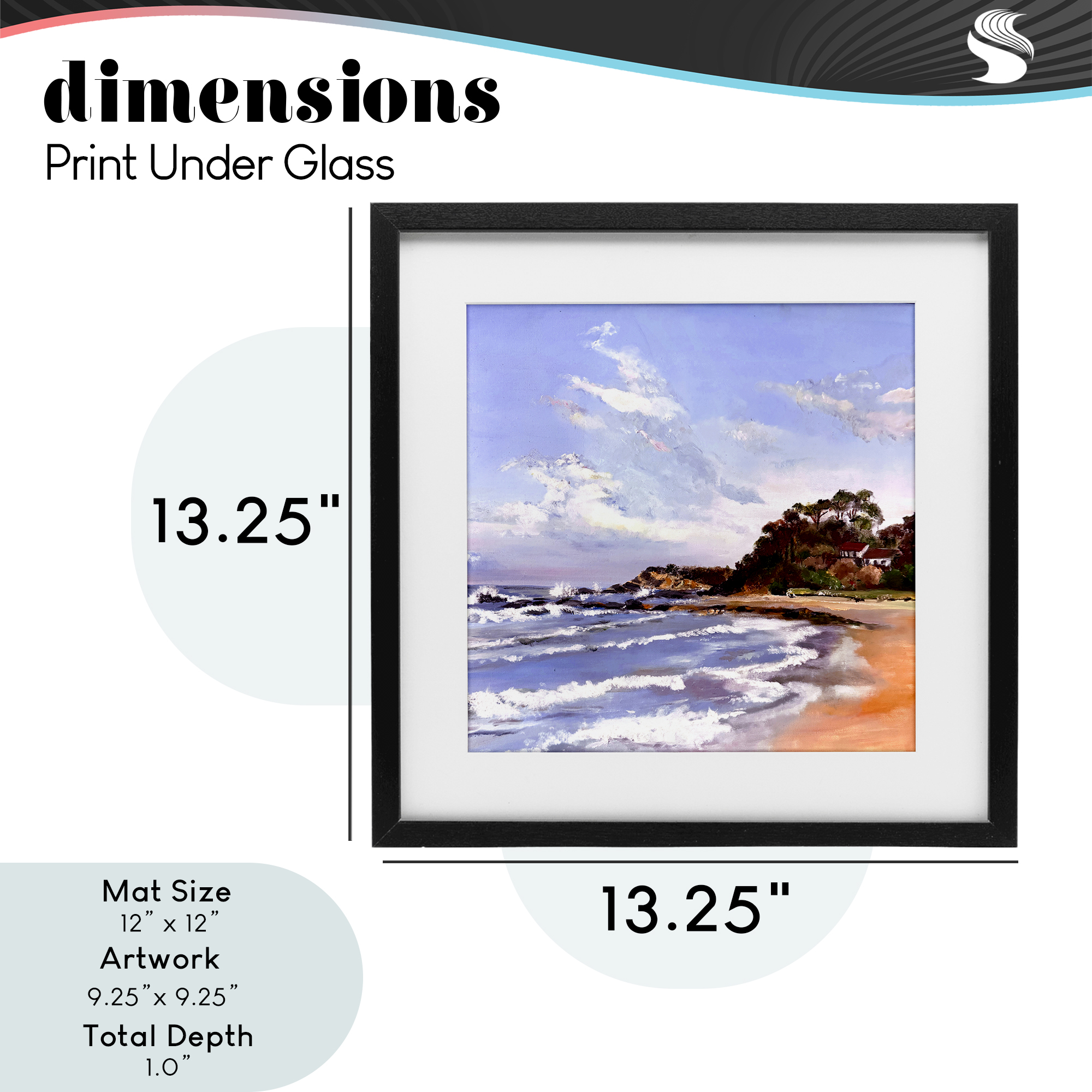 Malua Bay Seascape Black Framed Print Under Glass, design by Patricia Reynolds
