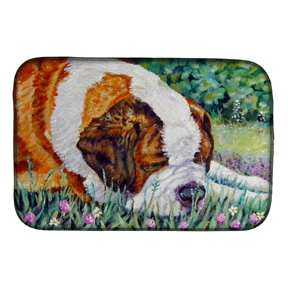 Saint Bernard Naptime Dish Drying Mat