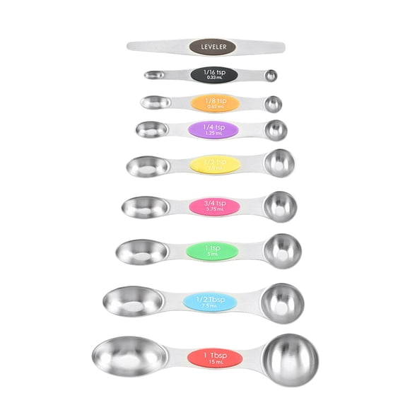 Hearth & Gear Measuring Spoons Set 6pcs Stainless Steel Measuring Spoons Set Double Measuring Spoons Small Teaspoons Tablespoon With Leveler Kitchen Baking Accessories For Baking Digital Scale Grams