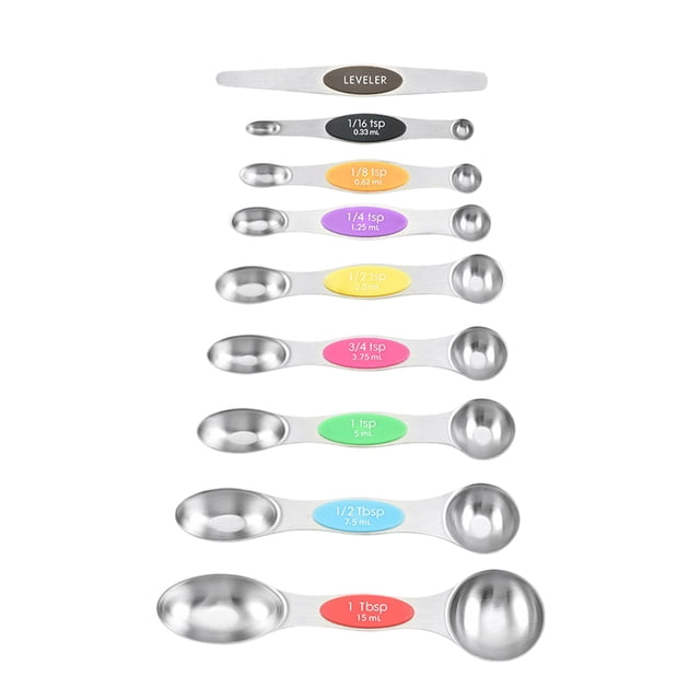Binwennn Measuring Spoons Set 6pcs Stainless Steel Measuring Spoons Set Double Measuring Spoons Small Teaspoons Tablespoon With Leveler Kitchen Baking Accessories For Baking Weight Measurement Scale