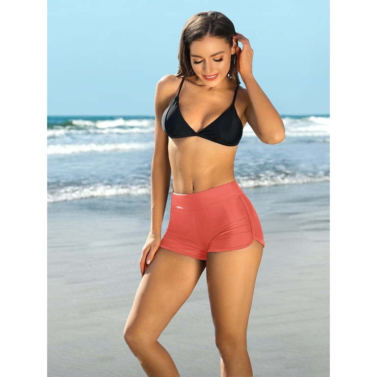 Women's Solid Color Board Shorts Sporty Swim Shorts Trunks Swimsuit Bottoms  