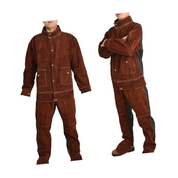 Traje de soldadura de cuero perfecl con chaqueta y pantalones equipo de protección