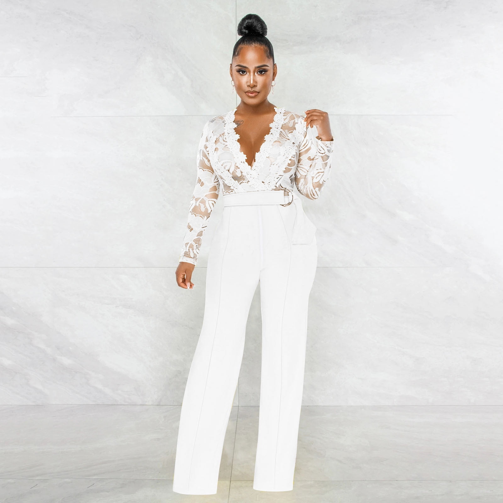 Wyzesi Black Jumpsuit for Women Dressy Women Long Sleeve Club