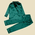 thumbnail image 5 of DHFJKG Big Child Christmas Pajamas Long Sleeve Silk Like Solid Color Holiday Cozy Turndown Collar Loungewear Outfits Sets, 5 of 9