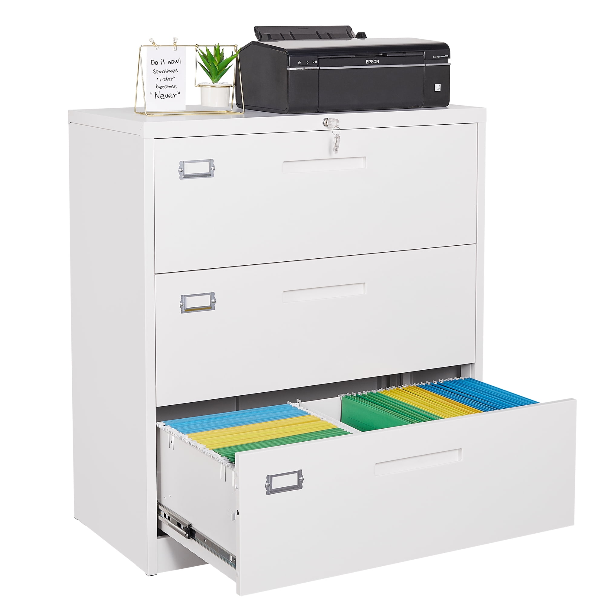 Fesbos Lateral File with Lock,3 Drawer 36" Wide Filing