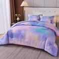 thumbnail image 3 of Koniroom 3Pcs Dreamy Tie Dye Comforter Set Full Size for Girls, Kids Pink Purple Blue Bedding Room Decor, 3 of 9
