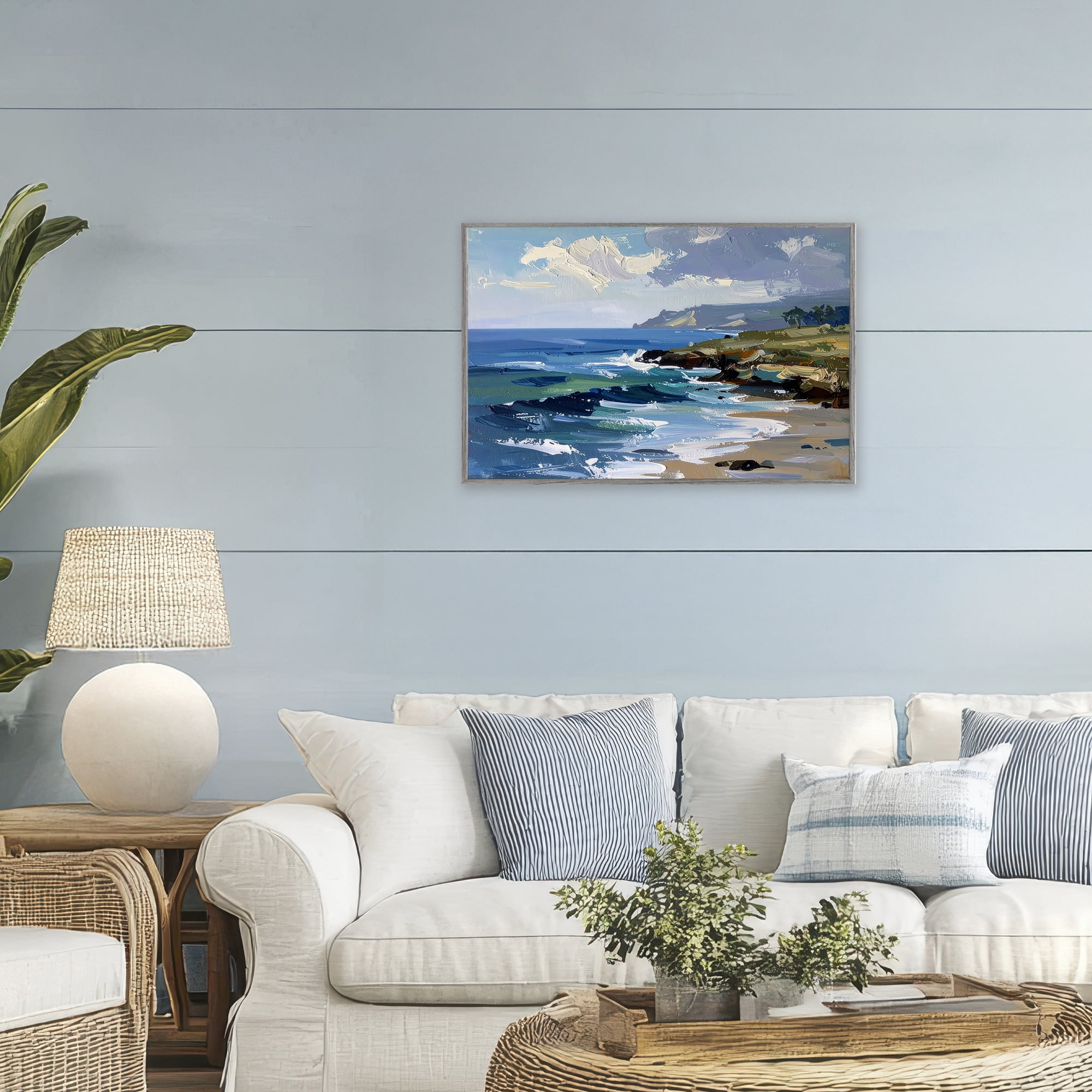 Stupell Industries Sky To Sea Impression Gray Framed Giclee Art, design by Alonza Saunders