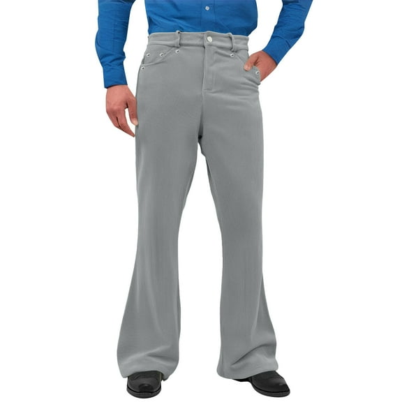 VSSSJ Men's Flared Pants Corduroy Wide Bell Bottom Trousers Stylish Vintage Party Pants Casual Dance Club Flare Pants Gray XL