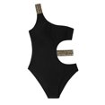thumbnail image 6 of UTSJKR Savings One Shoulder 1 Piece Swimsuit for Women Bathing Suits Swimwear Women's Hollowed Out Solid Color Bikini Black S, 6 of 8