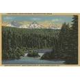 thumbnail image 3 of Scotts Lake, Oregon - View of Three Sisters Mountains - Vintage Halftone (36x54 Giclee Gallery Print, Wall Decor Travel Poster), 3 of 3