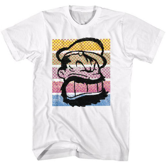 Popeye Brutus Color Stripes White Adult T-Shirt 5Xl