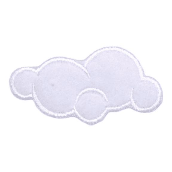 Fluffy White Cloud Embroidered Patch, Iron on (1" x 2")