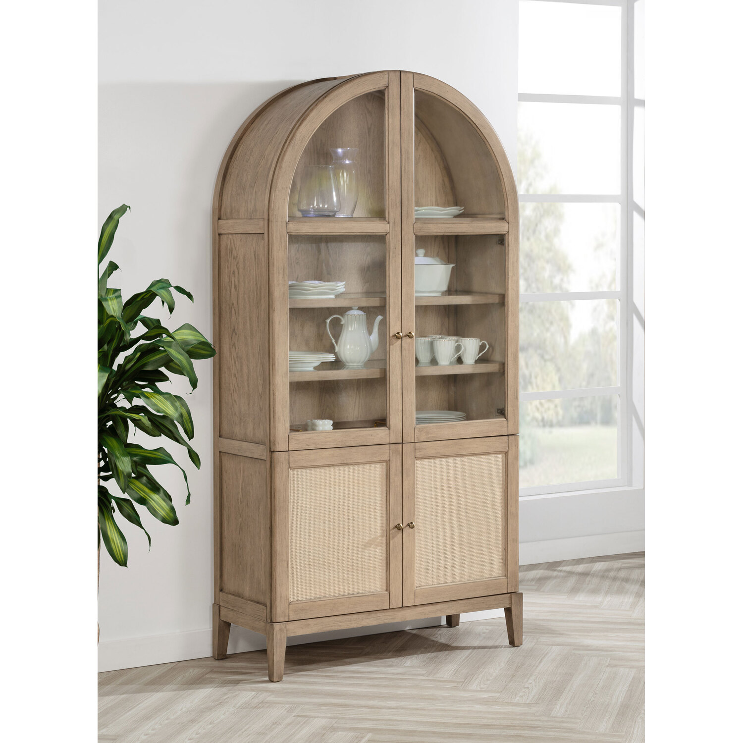 Saint Laurent Sleigh Bed in Cherry Finish-Queen