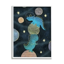 Stupell Industries Galactic Dinosaur Astronauts Outer Space Planets, 16 x 20, Design by Ziwei Li