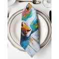 thumbnail image 2 of nqOlkjepod Funny Colorful Cow Cloth Napkins Set of 6 Reusable Dinner Napkins, Retro Rustic Oil Painting Wood Grain Cocktail Napkin Washable Table Napkins for Wedding/Party/Baby Shower 20"x20", 2 of 8