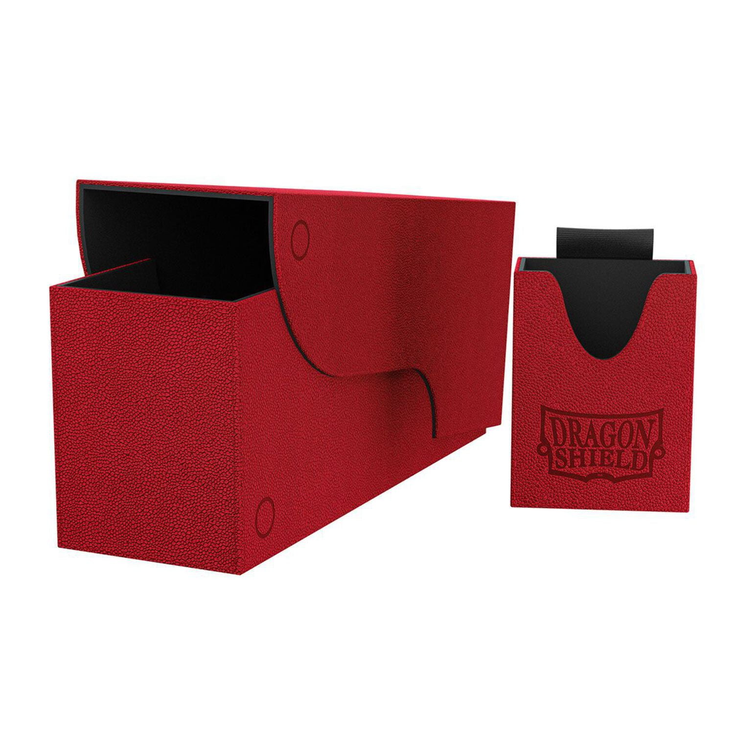 Dragon Shield Nest 300+ Plus Red & Black Durable Magnetic Leather Deck & Dice Box Case Protector