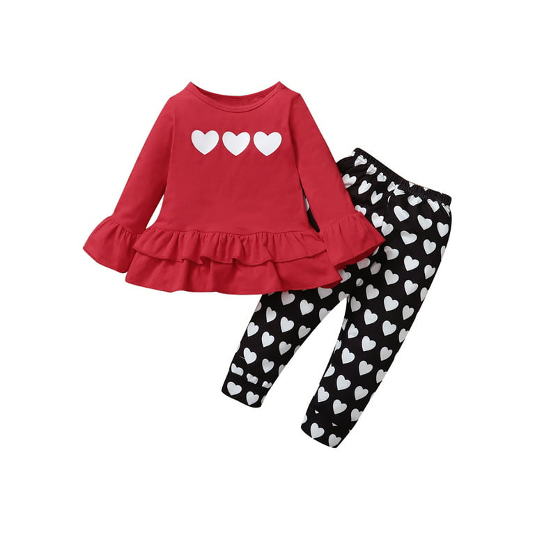  CM-Kid Little Girls Clothes Outfits Heart Print Shirt