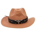 thumbnail image 1 of Stylish Curved Cowboy Hat for Parties, Durable Cowgirl Hat with Decorative Details for Cosplay, Hiking, and Leisure Activities, One Size Fits All, 1 of 4