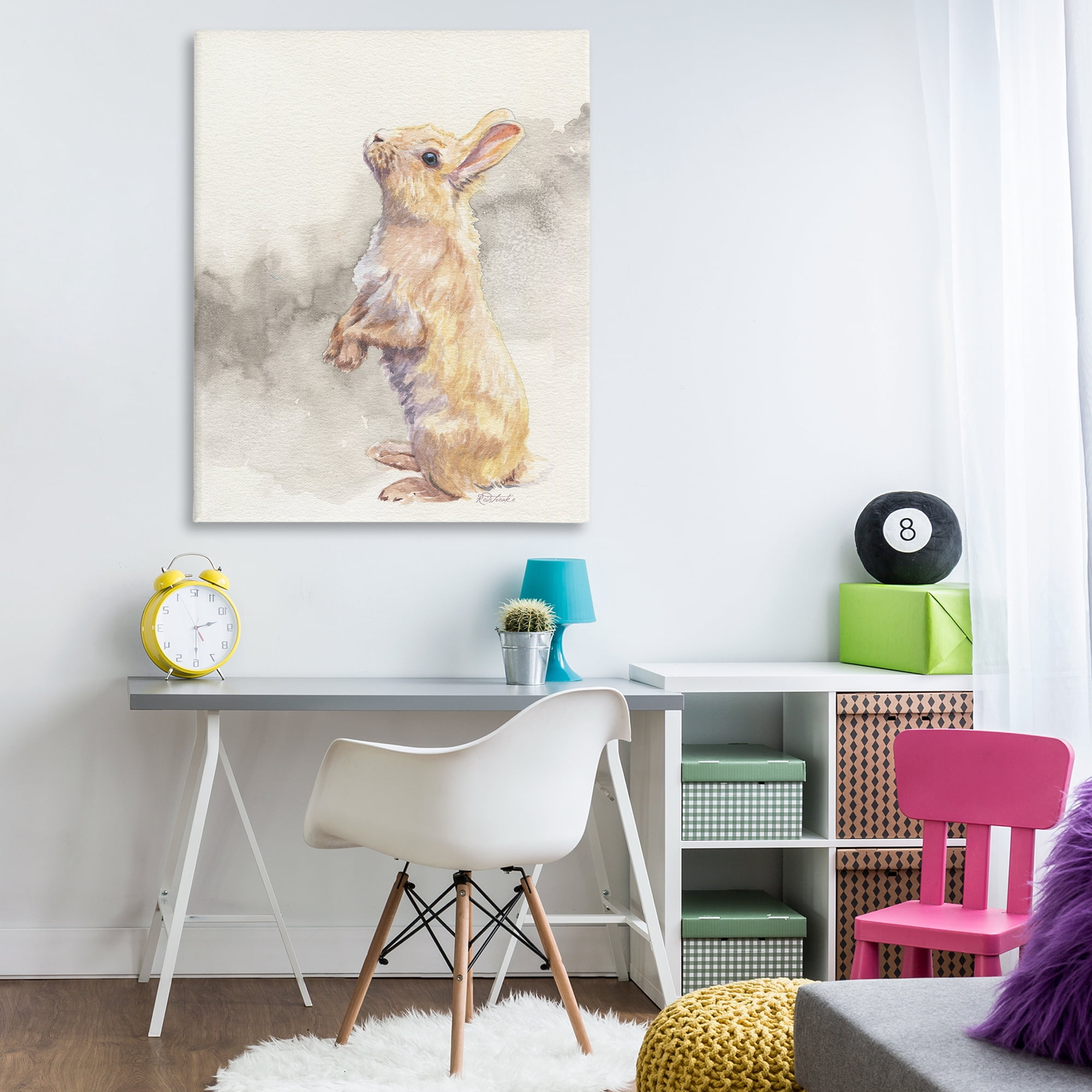 Stupell Industries Standing Bunny Watercolor Animals Painting Wrapped Canvas Art Print Wall Art, 36 x 48