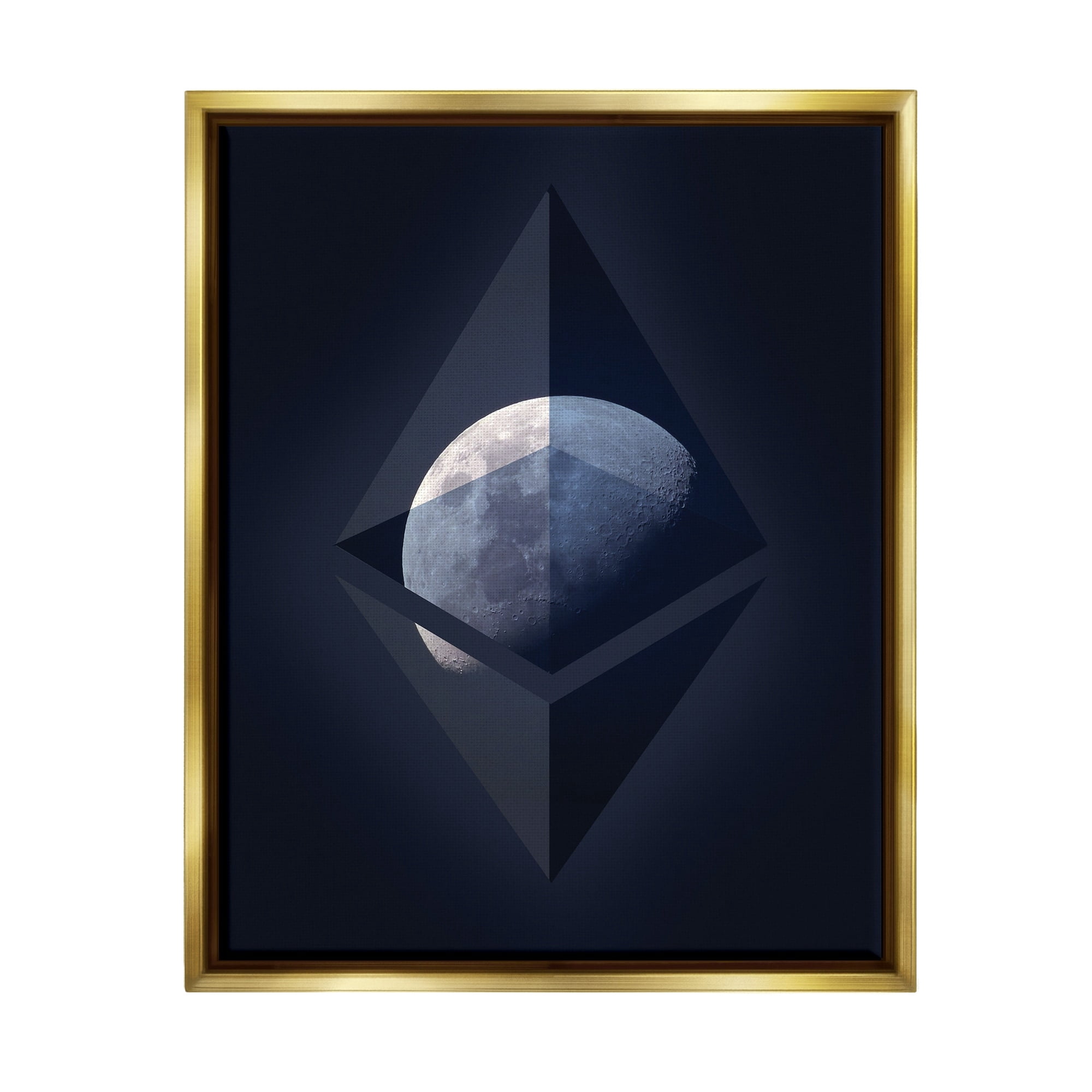 Stupell Industries Ethereum On The Moon Metallic Gold Framed Floating Canvas Wall Art, 24x30, by Daphne Polselli