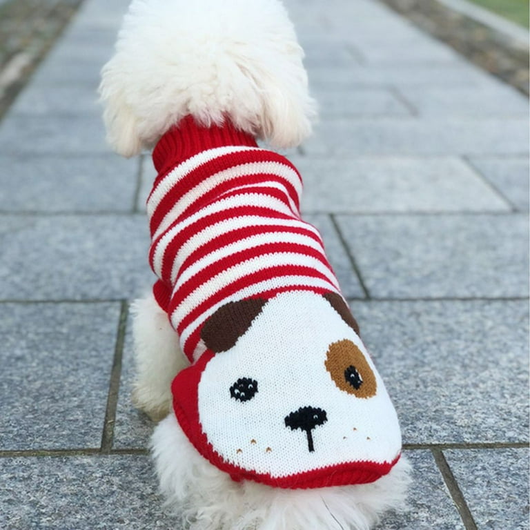  SELMAI Stripe Fleece Dog Sweater Soft Fluffy Jumper