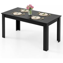 Black Dining Table for 6, Farmhouse 63’’ Rectangular Table with L Shaped Legs, Wood Kitchen & Dining Room Tables, Large Dinner Table for Dining Room, Kitchen, Restaurant (Black)