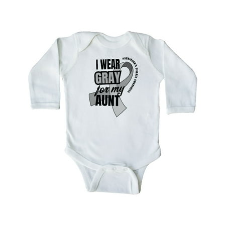 

Inktastic I Wear Gray For My Aunt Parkinsons Disease Awareness Gift Baby Boy or Baby Girl Long Sleeve Bodysuit