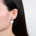 thumbnail image 3 of Sterling Silver with 14mm Shell Pearl, Natural Aquamrine and White Topaz Drop Earring, 3 of 4