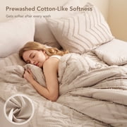 MARNUR Queen Comforter Set, 7 Pieces Boho Tufted Bed in a Bag, All-Season Prewashed Soft Bedding Set with Comforter, Sheets, Pillowcases & Shams, Beige