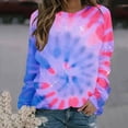 thumbnail image 2 of Savings Womens Tops Casual Long Sleeve Tie Dye Pullover T-Shirts Crewneck Tee Loose Fashion Blouses (M, Pink), 2 of 4