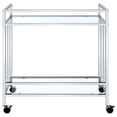 thumbnail image 6 of Cara 2-tier Rectangular Glass Shelf Metal Bar Cart Chrome, 6 of 9