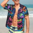 thumbnail image 5 of Lsque Neon Graffiti Urban Art pattern Hawaiian Shirt for Men, Unisex Summer Beach Casual Short Sleeve Button Down Shirts-X-Large, 5 of 9