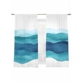 thumbnail image 2 of Teal Blue Sheer Curtains 63 Inches Long 2 Panels Water Ripple Abstract Ombre Watercolor Modern Art Light Filtering Semi Sheer Window Curtains Drapes for Bedroom Living Room 52"x63", 2 of 7