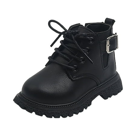 

AnuirheiH Toddler Shoes Girls British Style Lacein Hasp Non Slip Keep Warm Comfortable Boots Sale on Clearance