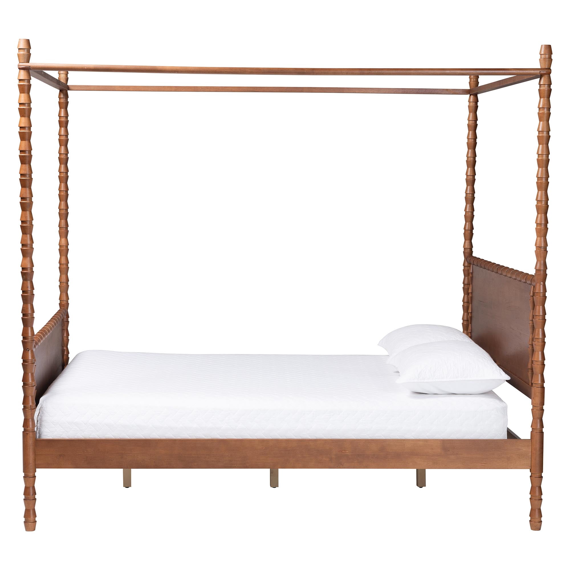 Baxton Studio Danette Modern Canopy Bed, Queen, Walnut Brown
