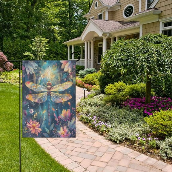 Beautiful Dragonfly Garden Flag Double Sided 12 x 18 Inch Outside Yard Decoration Outdoor Flag