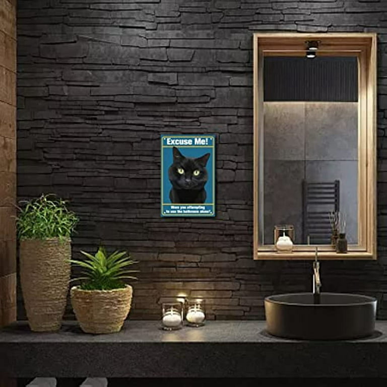NEKFEU Funny Metal Tin Sign Vintage Black Wall Art Decoration Living Room  Bathroom Kitchen Poster Decor 8 * 12 Inches