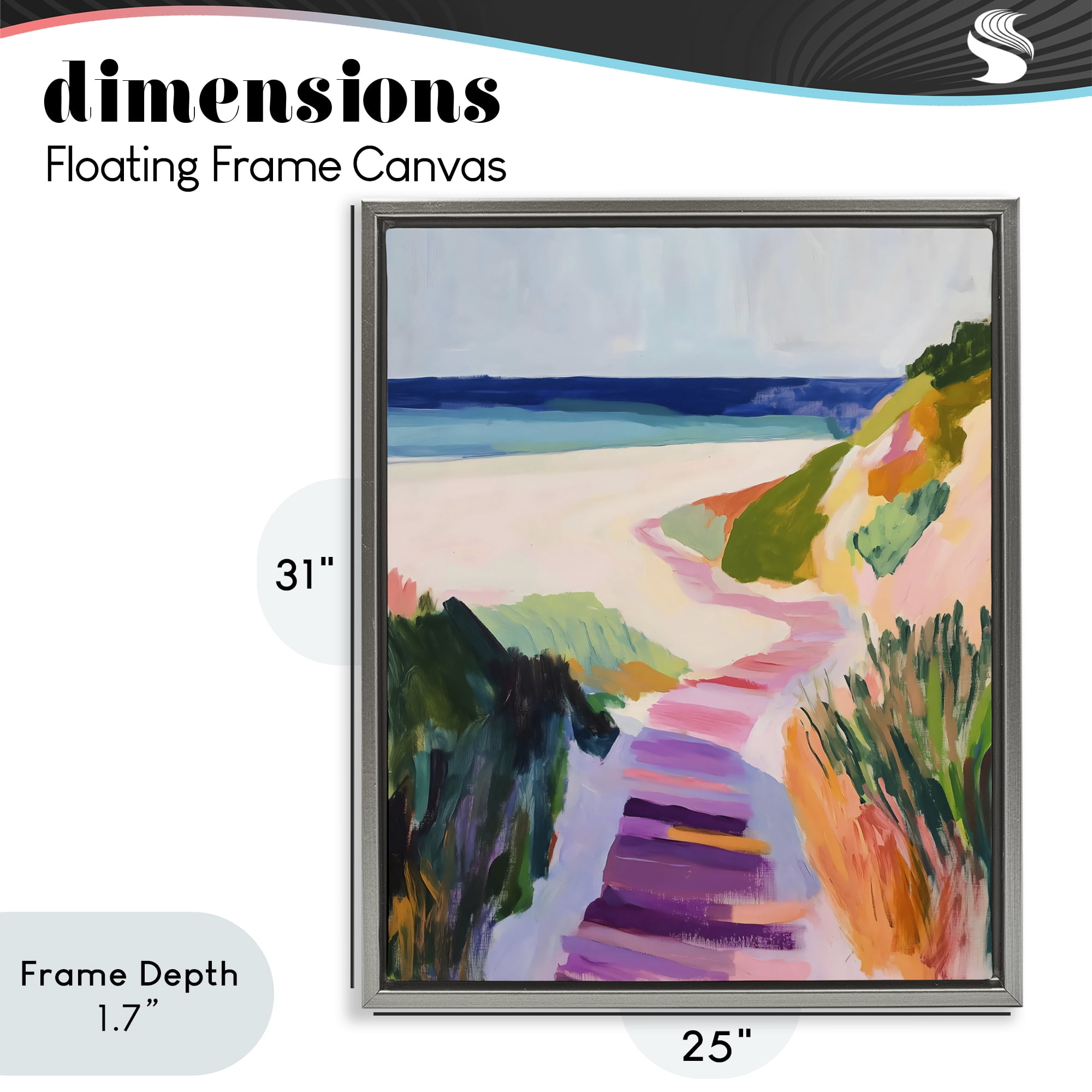 Stupell Industries Pastel Beach Pathway to Shore Gray Framed Floater Canvas Wall Art, design by The Prints Vibe