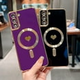 thumbnail image 4 of Samsung Galaxy S21 Plus 5g Magnetic Phone Case [Compatible with MagSafe] Luxury Plating Cute Love Heart Pattern Soft Silicone Protective Shockproof Cover for Galaxy S21+ 6.7” (Black), 4 of 10