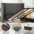 thumbnail image 4 of Merluxy Queen Bed Frame Lift Up Storage Bed, Velvet Queen Upholstered Bed Frame Channel Tufted Wingback Headborad/No Box Spring Needed/Gray, 4 of 9